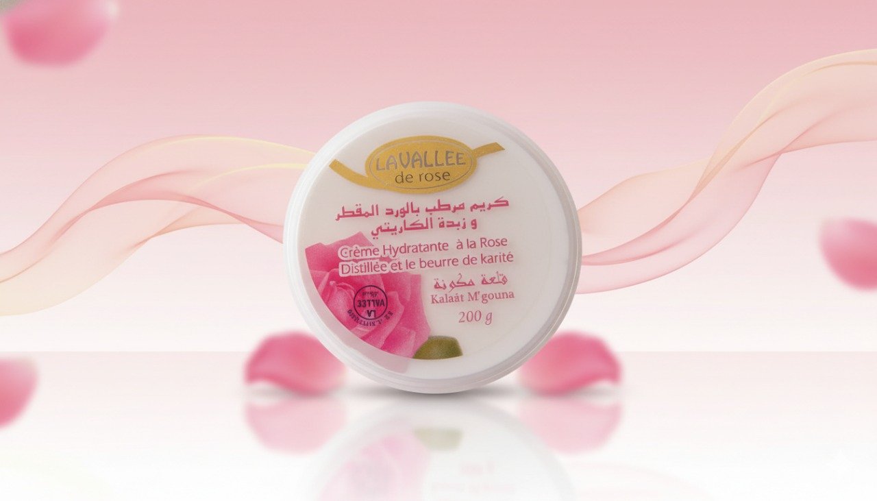 كريم مرطب بالورد المقطر و زبدة الكاريتي  (200جم)